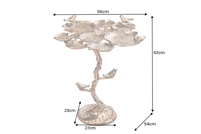 Masă laterală BIRDS 60cm design cu frunze ,exterior alamă antică  [11]