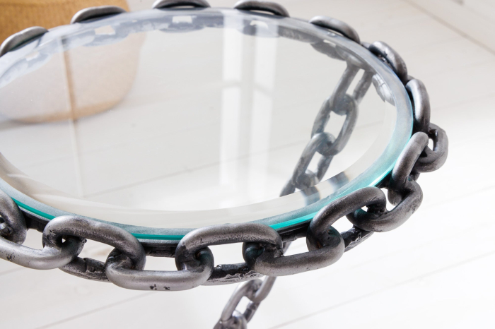 Masă laterală CHAIN 55cm cu blat de sticlă [4]