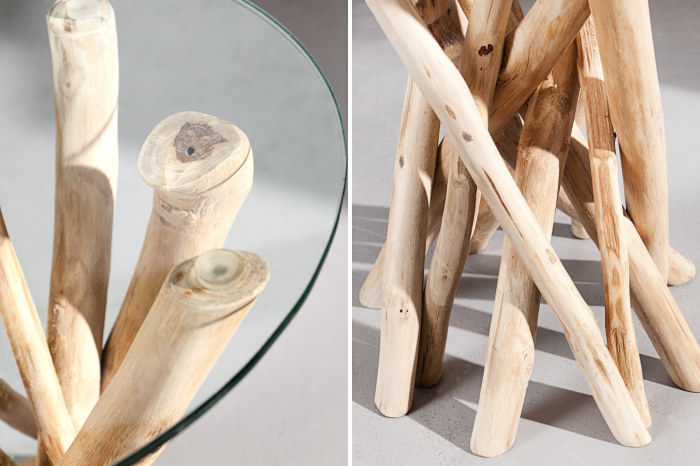 Masă laterală DRIFTWOOD 35cm suport fără blat de sticlă [6]