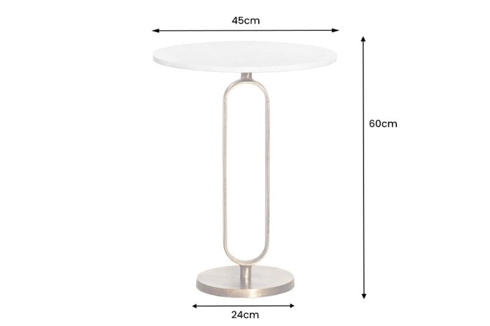 Masă laterală ELEGANCE 60cm blat marmură albă [7]