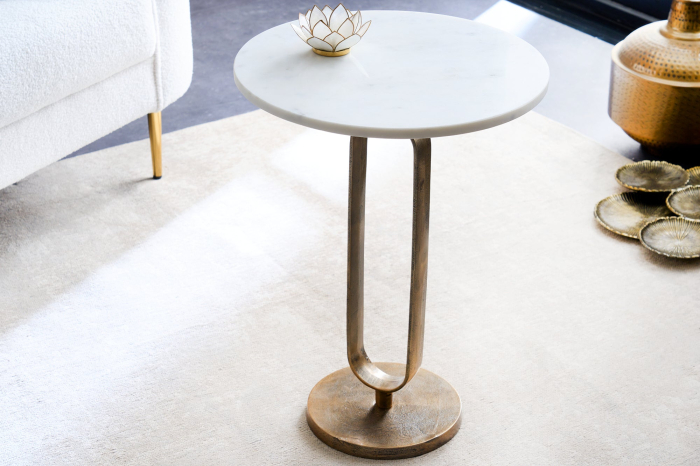 Masă laterală ELEGANCE 60cm blat marmură albă [3]