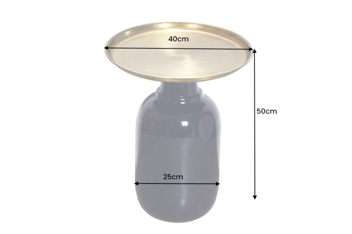 Masă laterală ELEGANCIA 50cm neagră cu blat auriu [8]