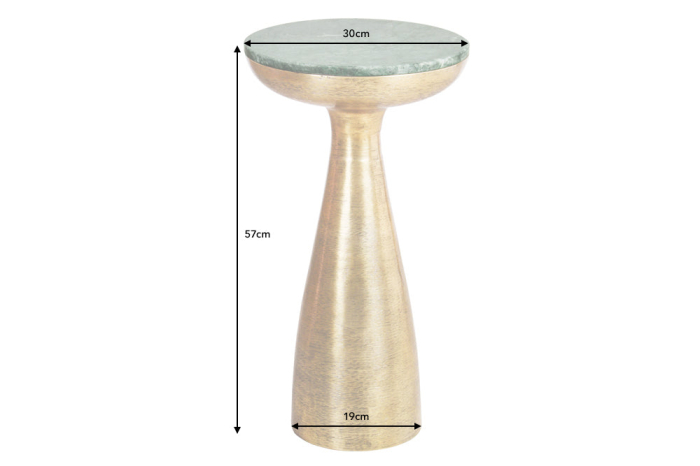Masă laterală ELEMENTS 55cm aurie cu farfurie detașabilă din marmură verde [9]