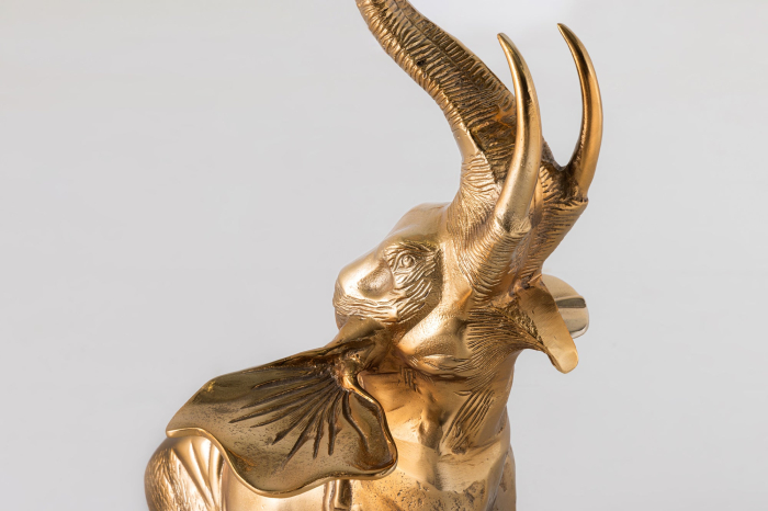 Masă laterală ELEPHANT 80cm aurie cu bază din marmură [6]