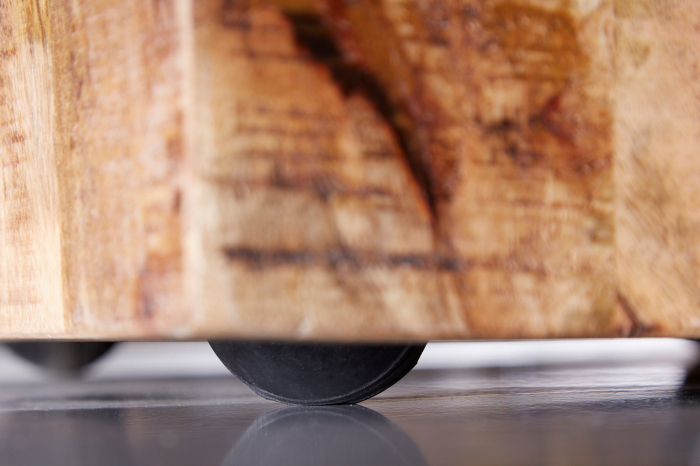 Scaun de masă auxiliară FACTORY 40 cm cu roți, lemn de mango natural [7]