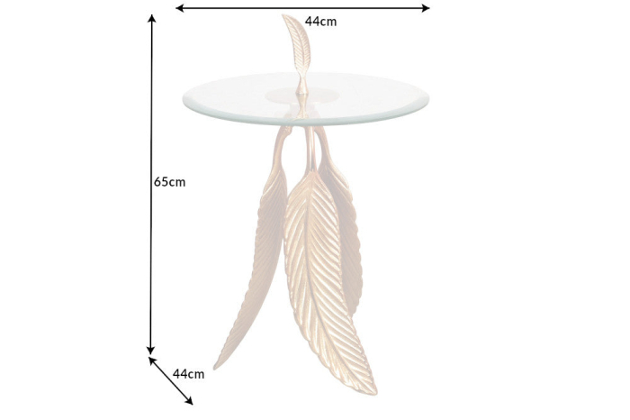 Masă laterală FEATHER 65cm aurie,sticlă securizată 7mm [8]