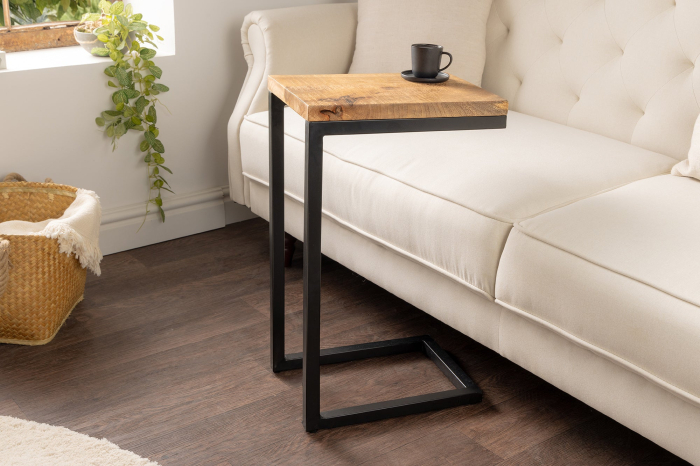 Masă laterală GASTON 65cm lemn de mango, cadru din metal negru [2]