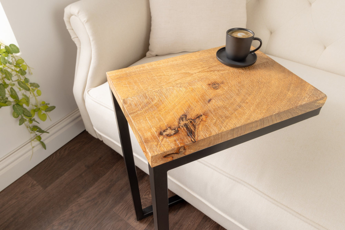 Masă laterală GASTON 65cm lemn de mango, cadru din metal negru [4]