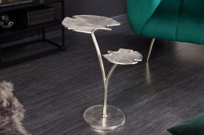 Masă laterală GINKGO LEAVES 55cm argintie [4]