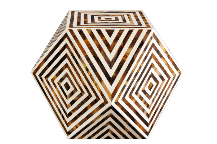 Masă laterală HARMONY NATURE 40cm alb-maro cu aspect de zebră [9]