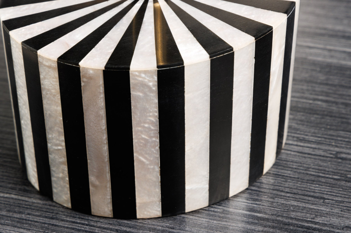 Masă laterală HARMONY NATURE 55cm negru alb auriu [9]