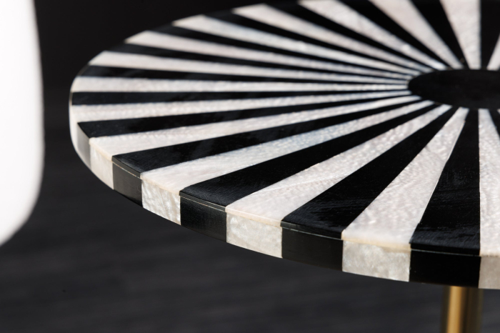 Masă laterală HARMONY NATURE 55cm negru alb auriu [6]