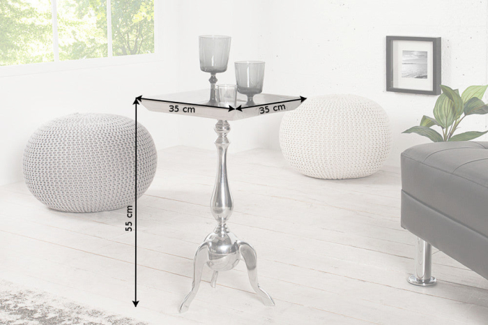 Masă laterală JARDIN 55cm pătrată aluminiu argintiu [6]