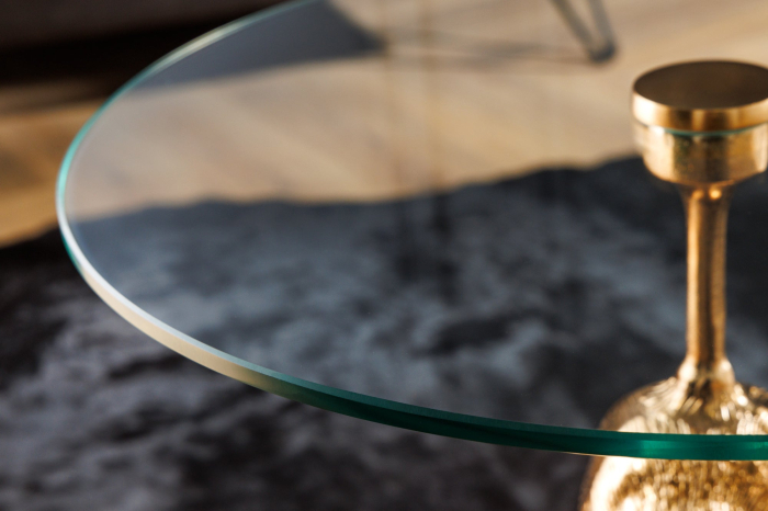 Masă laterală KONG 50cm aurie cu blat de sticlă de 45cm [4]