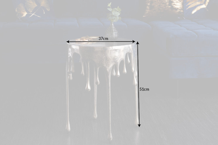 Masă laterală LIQUID LINE Ø 50cm rotundă argintie [9]