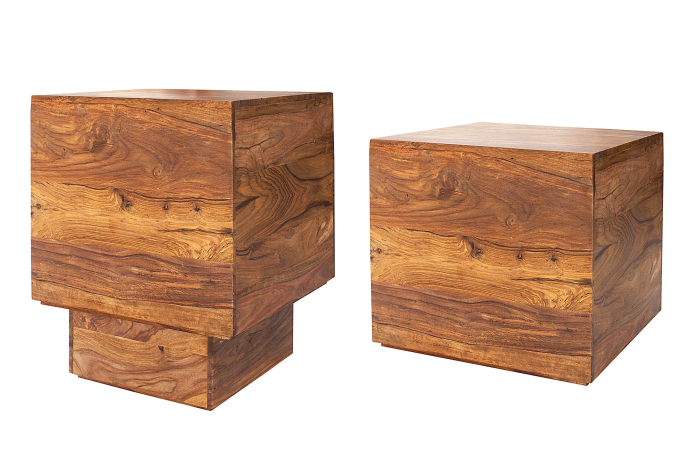 Măsuță auxiliară cu scaun MAKASSAR 30/40 cm, set de 2, din lemn de sheesham [5]