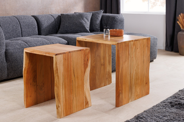 Masă laterală MAMMUT 55cm,Set de 2 ,lemn de salcâm natural [3]