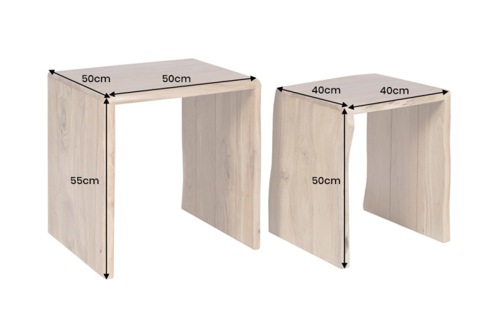 Masă laterală MAMMUT 55cm,Set de 2 ,lemn de salcâm natural [10]