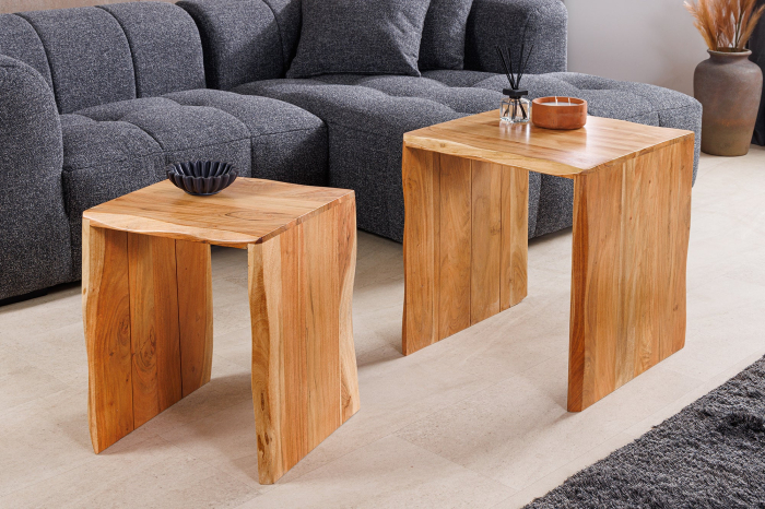 Masă laterală MAMMUT 55cm,Set de 2 ,lemn de salcâm natural [6]