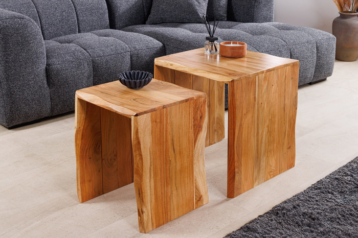 Masă laterală MAMMUT 55cm,Set de 2 ,lemn de salcâm natural [4]
