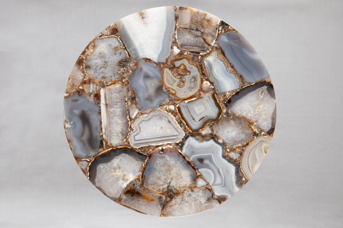 Masă laterală NOBLE 35cm,piatra de agat albastru alb cu blat detașabil [8]