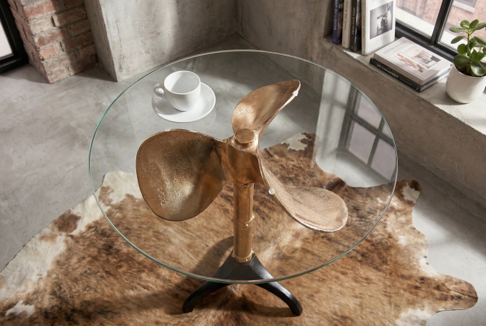 Masă laterală OCEAN 75cm aurie fără blat de sticlă [3]