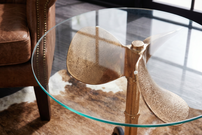 Masă laterală OCEAN 75cm aurie fără blat de sticlă [4]