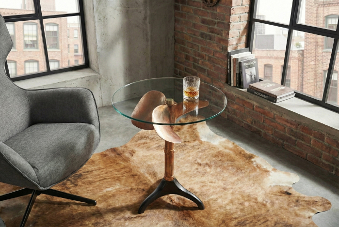 Masă laterală OCEAN 75cm cupru fără blat de sticlă [3]