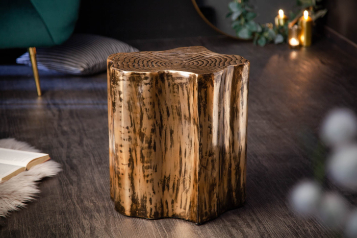 Masă laterală ORGANIC ORIENT 37-44cm aspect de trunchi auriu [3]