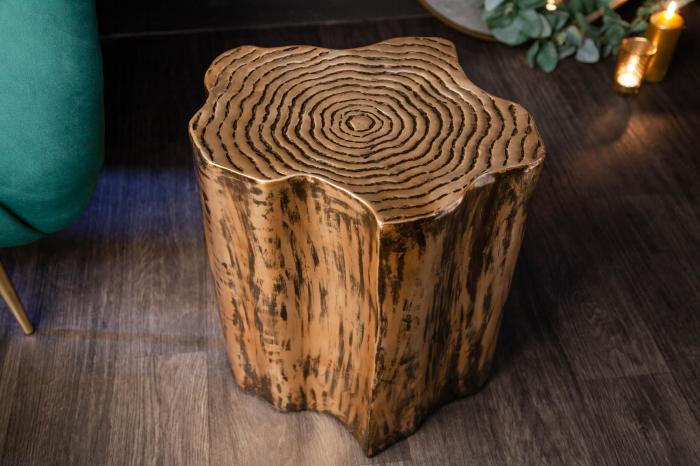 Masă laterală ORGANIC ORIENT 37-44cm aspect de trunchi auriu [4]