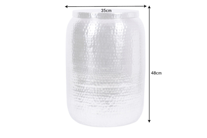 Masă laterală ORGANIC ORIENT 50cm cu efect de lovitură de ciocan argintie [8]