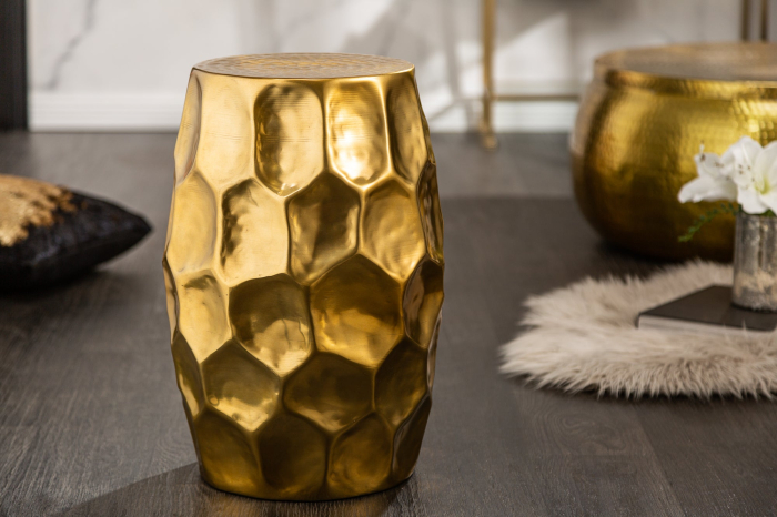 Masă laterală ORGANIC ORIENT 50cm cu efect de lovitură de ciocan aurie [2]