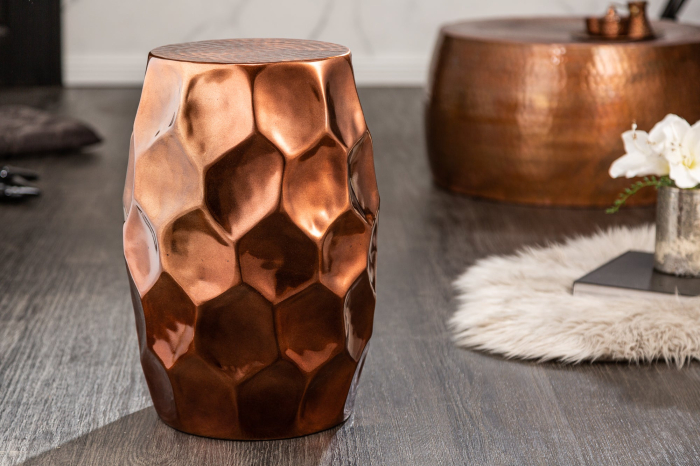 Masă laterală ORGANIC ORIENT 50cm cu efect de lovitură de ciocan, cupru [2]