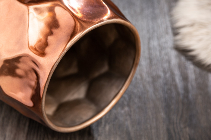 Masă laterală ORGANIC ORIENT 50cm cu efect de lovitură de ciocan, cupru [4]