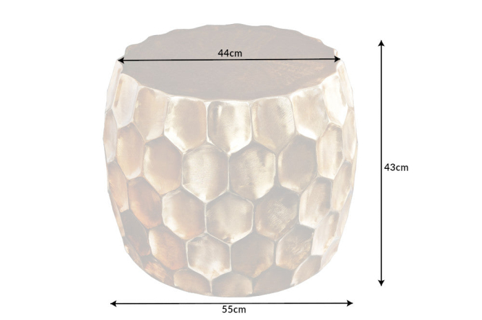 Masă laterală ORGANIC ORIENT 55cm aurie cu efect de ciocan  [7]