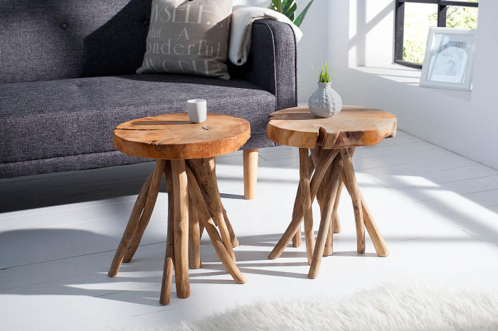 Masă laterală ROOT 45cm lemn masiv de tec [4]