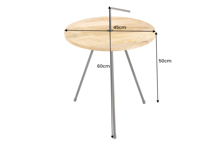 Masă laterală SIMPLY CLEVER 60cm din lemn natural de mango cu mâner negru [9]