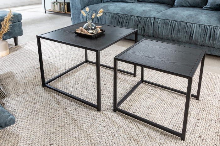 Masă laterală SLIM LINE 50cm set de 2, aspect lemn de frasin negru [3]