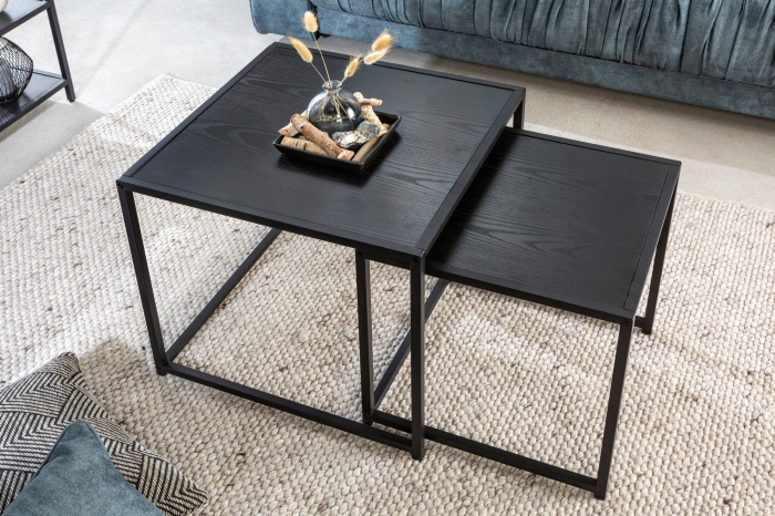 Masă laterală SLIM LINE 50cm set de 2, aspect lemn de frasin negru [4]