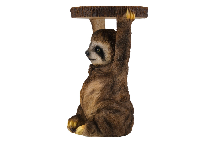 Masă laterală SLOTH 50cm sculptură cu leneș , lucrată manual , gri maro. [3]