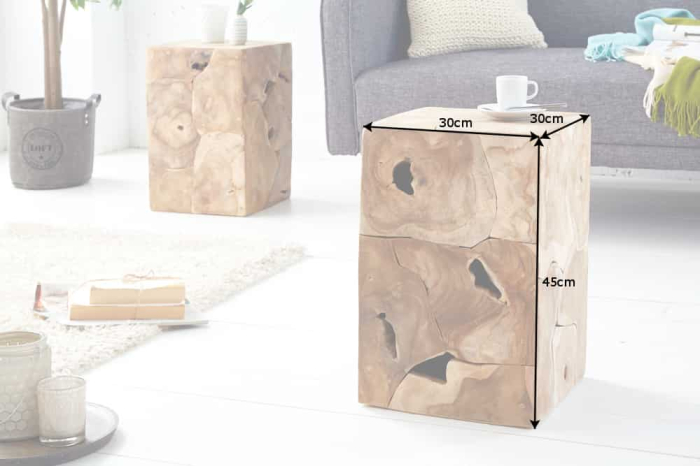 Masă laterală SQUARE 30cm lemn de tec [6]