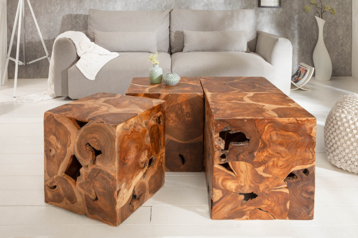 Masă laterală SQUARE 40cm lemn de tec [3]