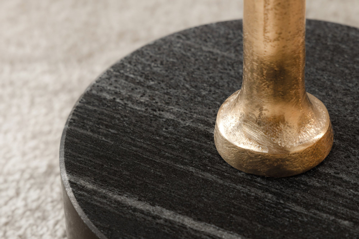 Masă laterală TRAYFUL 55cm pătrată, blat din salcâm 35cm și bază din marmură [8]