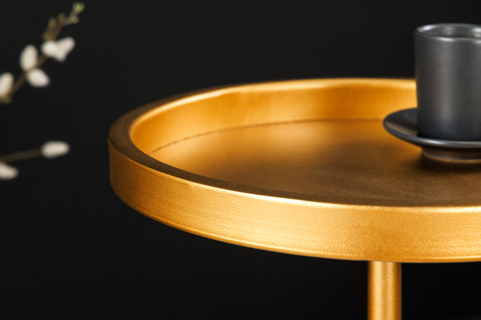 Masă laterală TRAYFUL 60cm,bază din marmură gri,cadru și blat auriu [5]