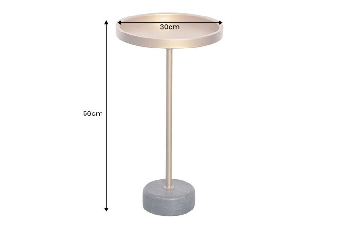 Masă laterală TRAYFUL 60cm,bază din marmură gri,cadru și blat auriu [10]
