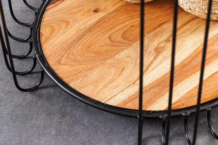 Masă laterală TRUE ELEMENTS cadru negru 50cm,lemn de salcâm, natural [9]