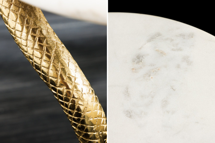 Masă laterală WILDLIFE COBRA 60cm aurie cu marmură albă  [7]