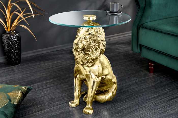 Masă laterală WILDLIFE LION 60cm auriu antic [3]