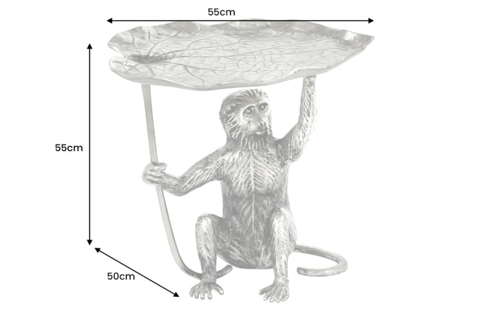 Masă laterală WILDLIFE MONKEY 55cm argintie [10]