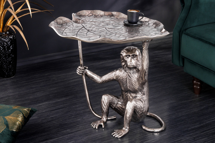 Masă laterală WILDLIFE MONKEY 55cm argintie [2]
